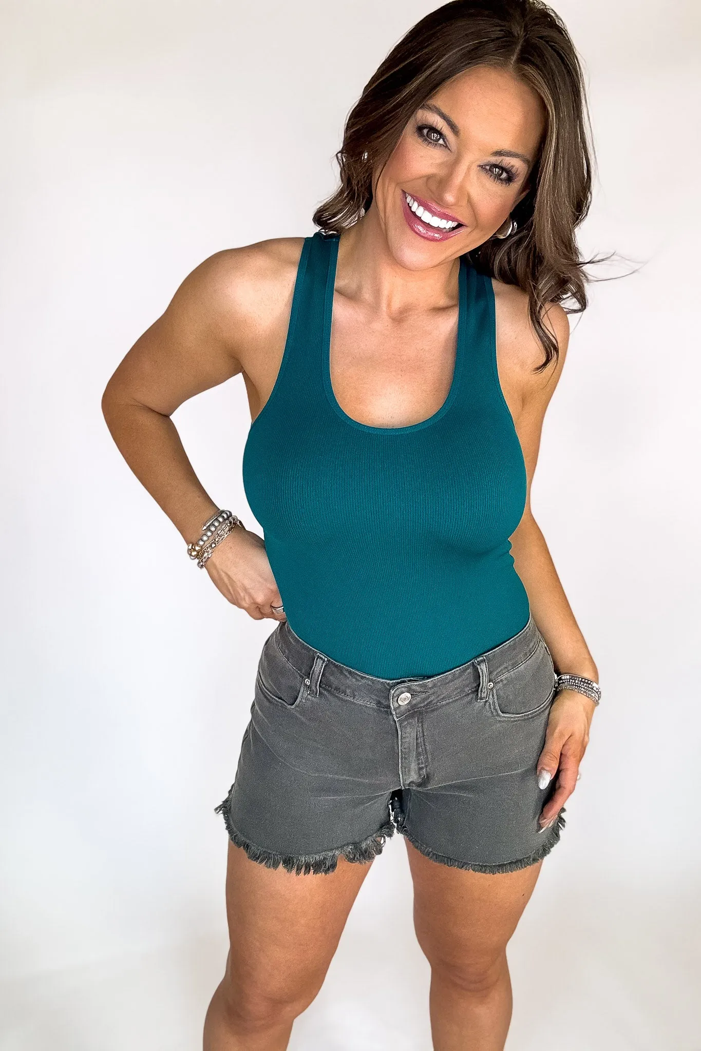 Acid Washed Frayed Cutoff Hem Shorts