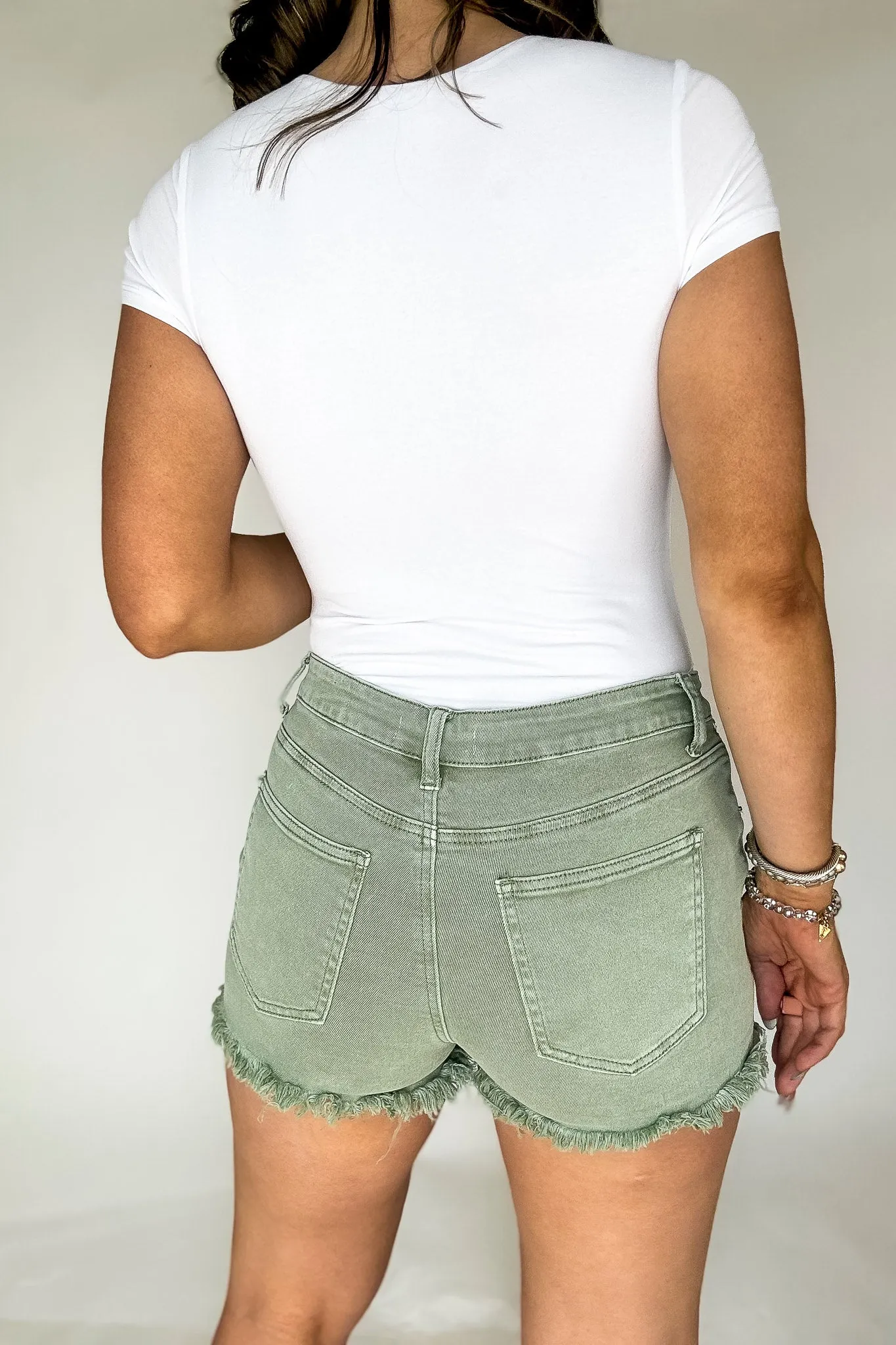 Acid Washed Frayed Cutoff Hem Shorts