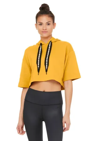Air Land Ocean Short Sleeve Crop Hoodie - Tuscan Sun