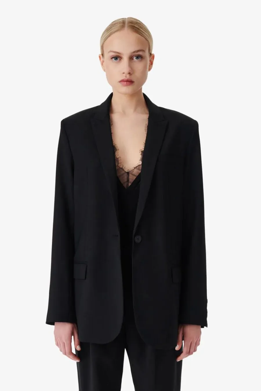 Allan Wool Blazer Jacket Black