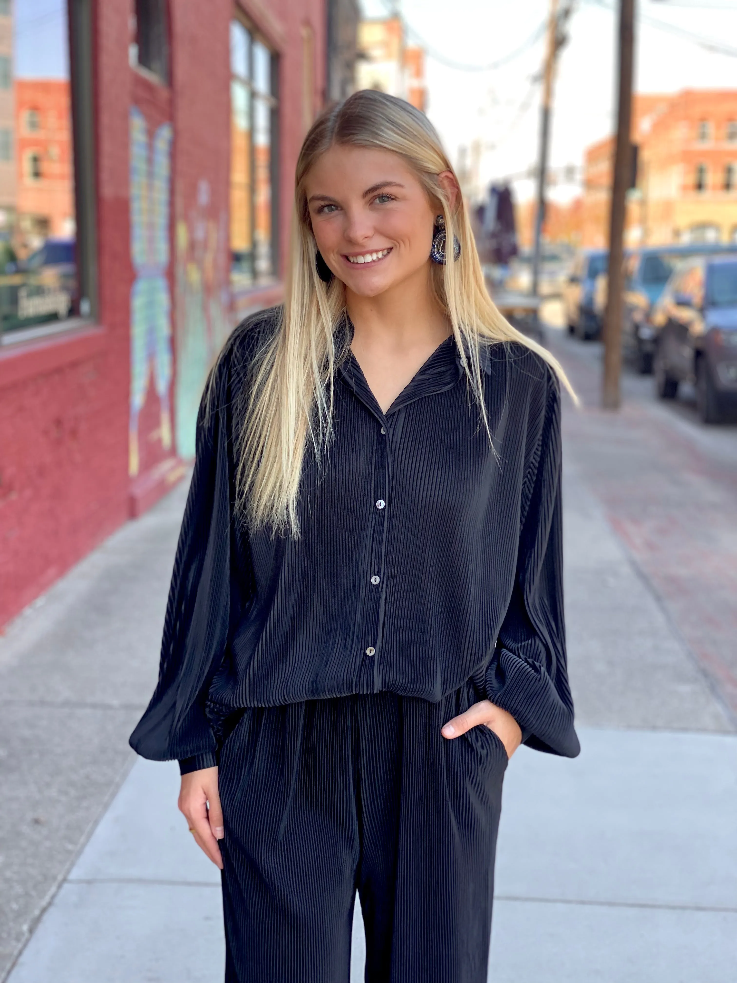 Black Pleated Top