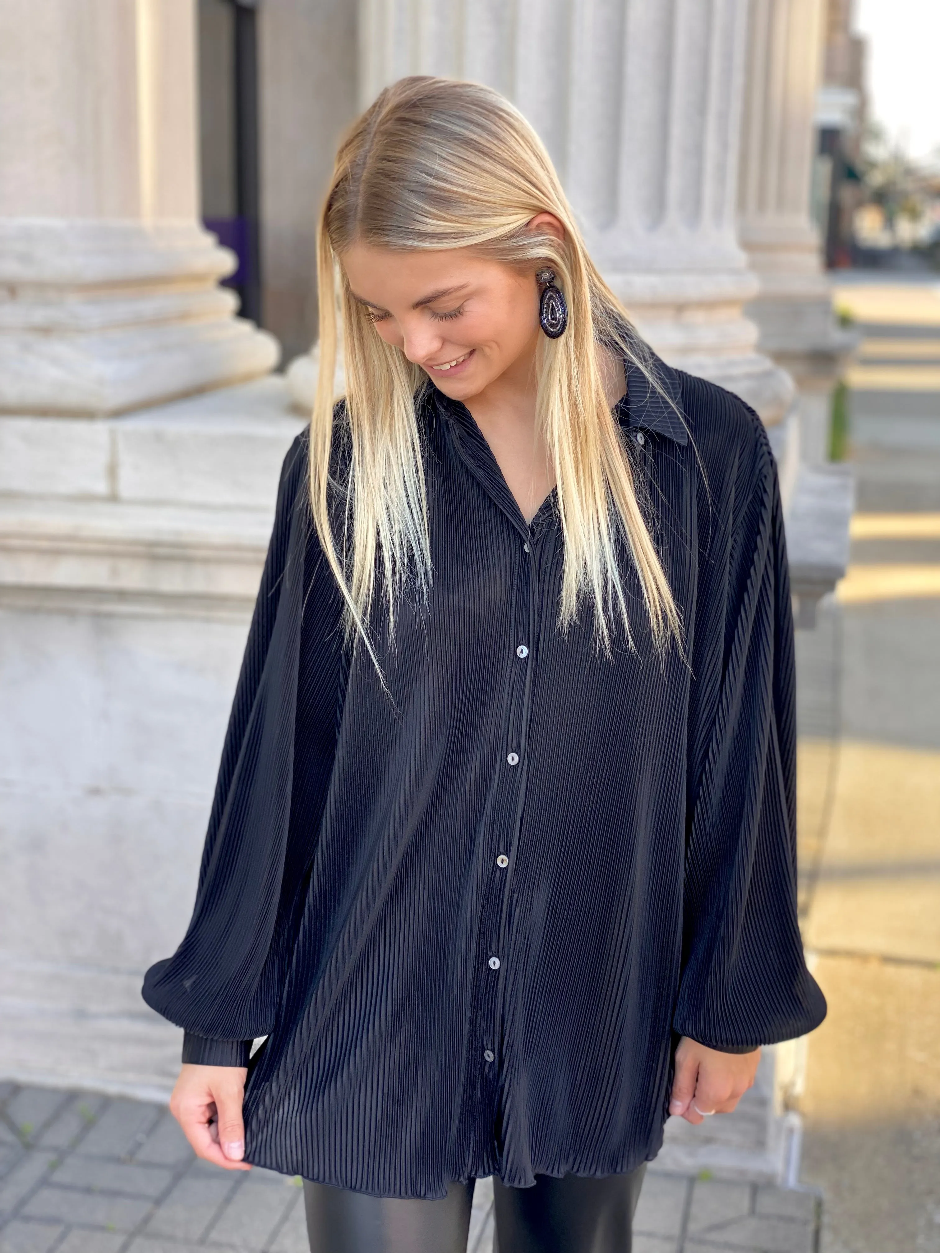 Black Pleated Top