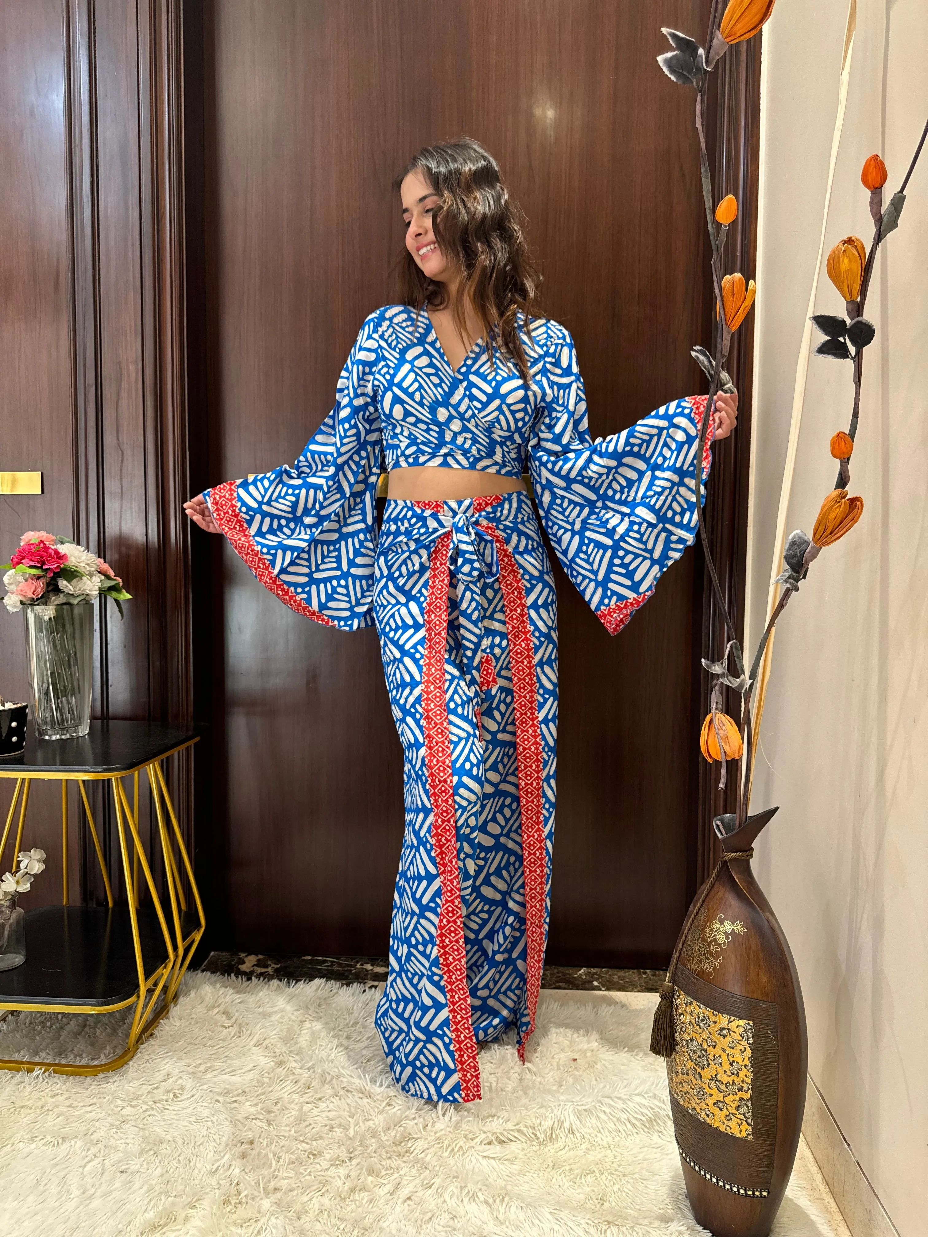 Boho Printed Wrap Top - Turquoise Temptation (TOP ONLY)