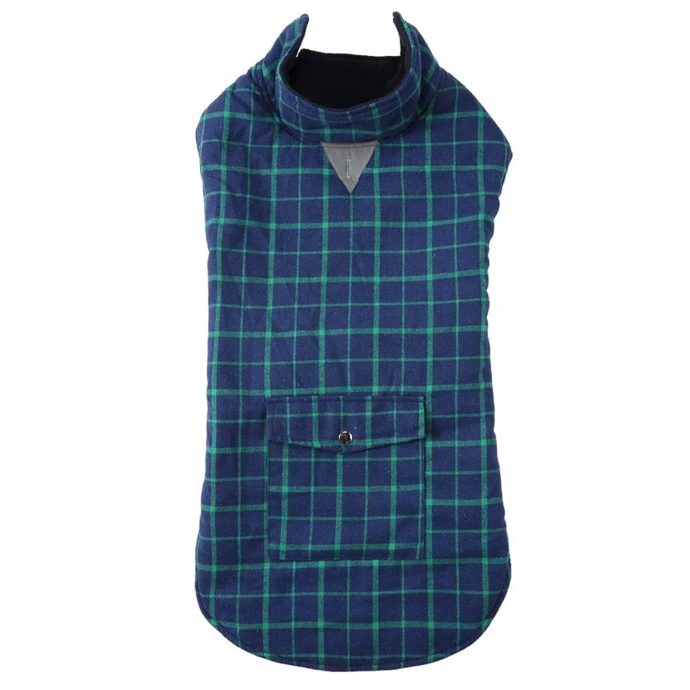 Check Design Warm Fleece Jacket for Dog