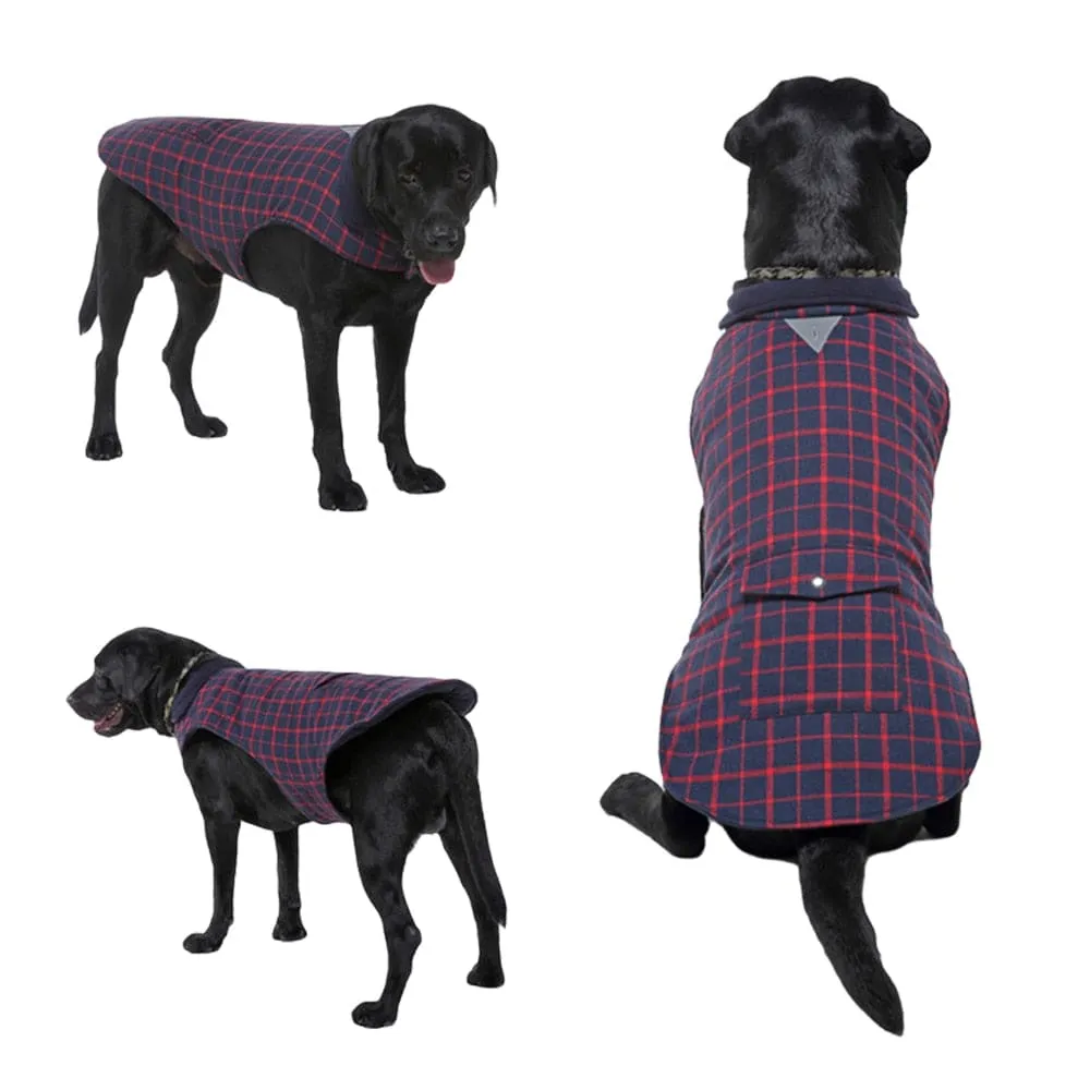 Check Design Warm Fleece Jacket for Dog
