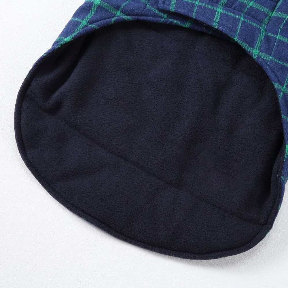 Check Design Warm Fleece Jacket for Dog