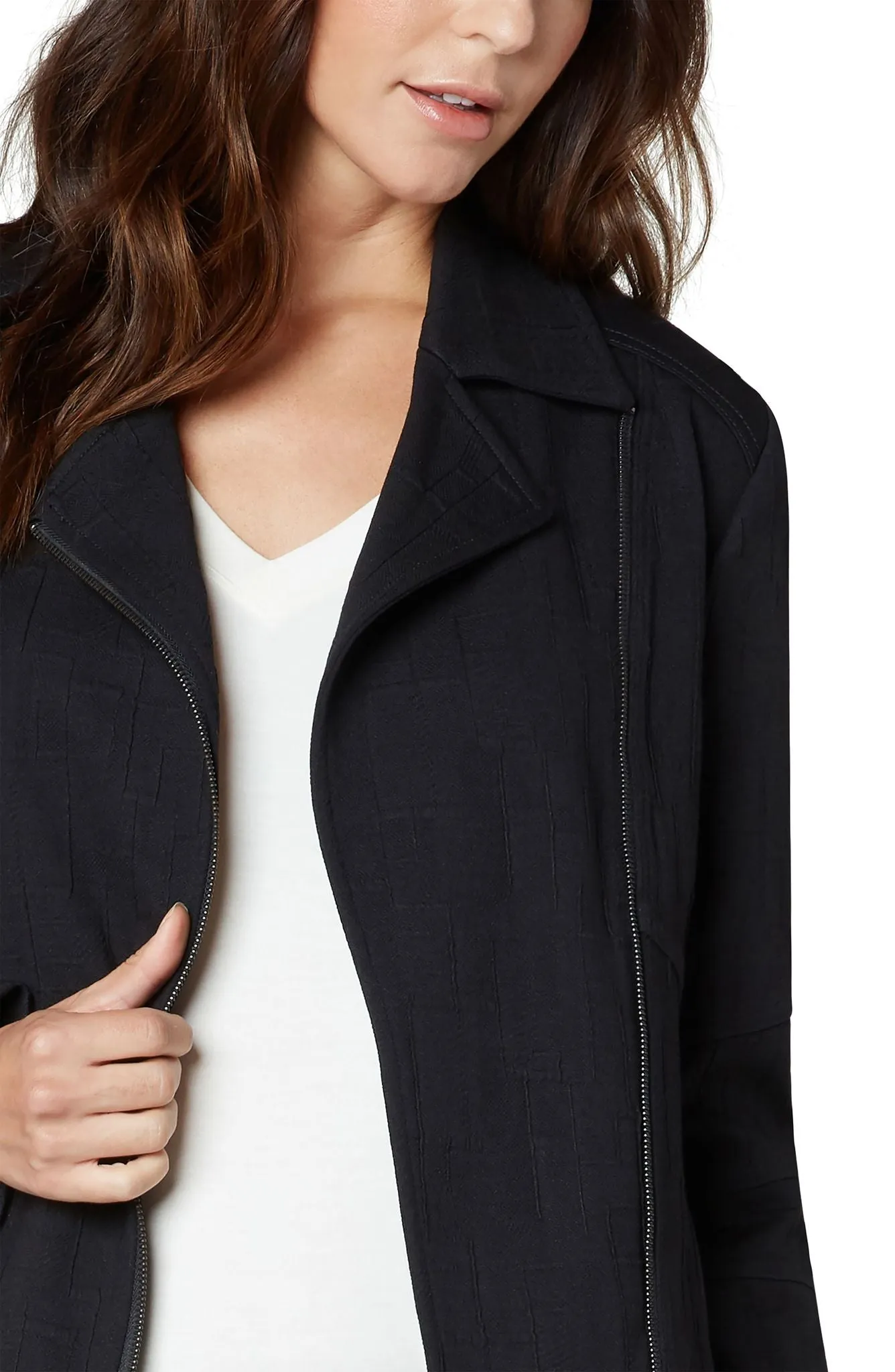 FINAL SALE RACHEL BLACK MOTO TEXTURED BLAZER - LIVERPOOL LOS ANGELES LM1787PV01