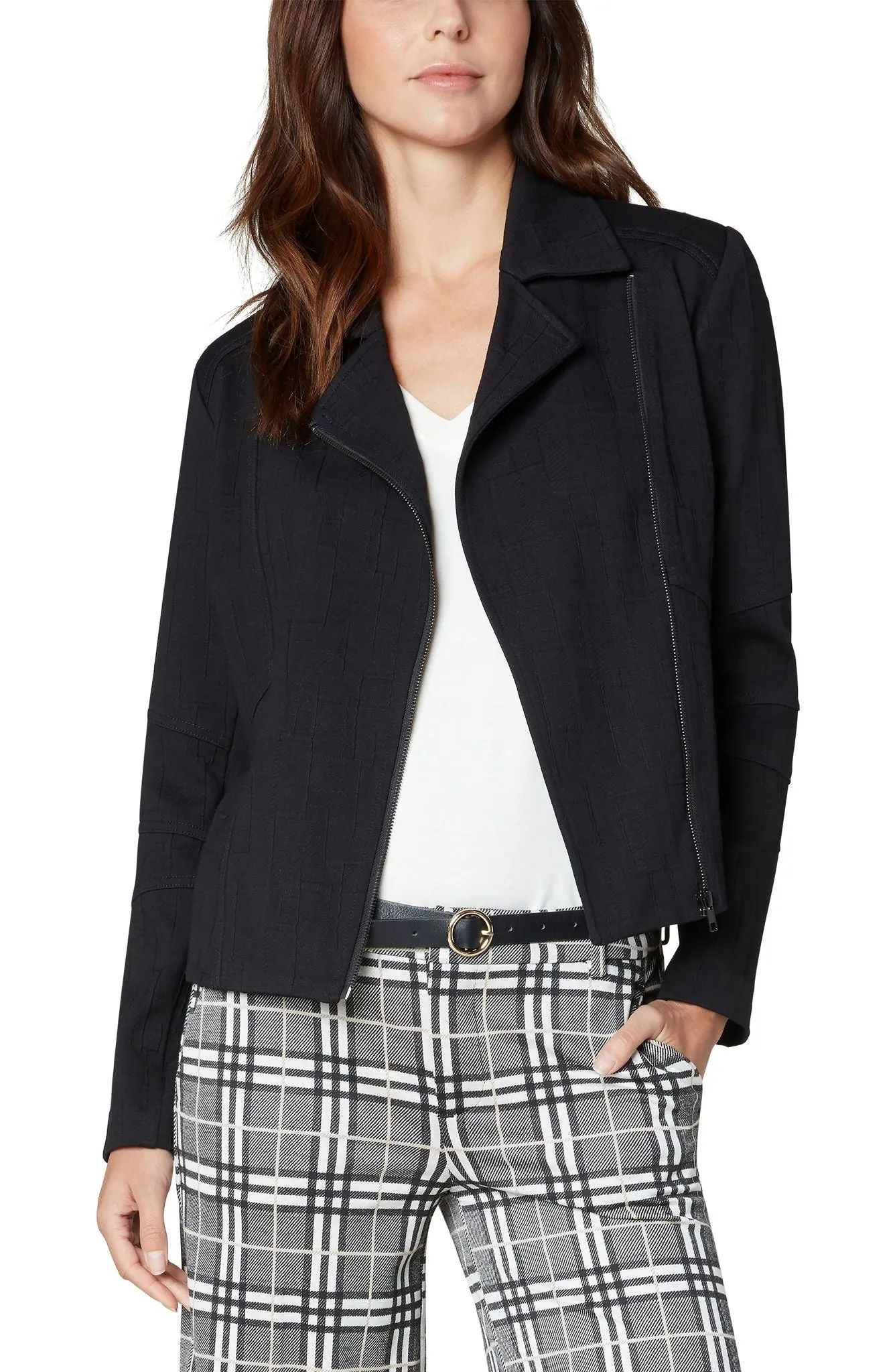 FINAL SALE RACHEL BLACK MOTO TEXTURED BLAZER - LIVERPOOL LOS ANGELES LM1787PV01