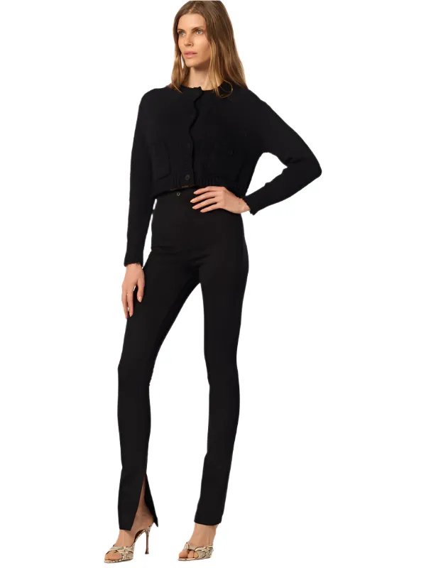 Helena Cropped Double Pocket Cardigan in Black