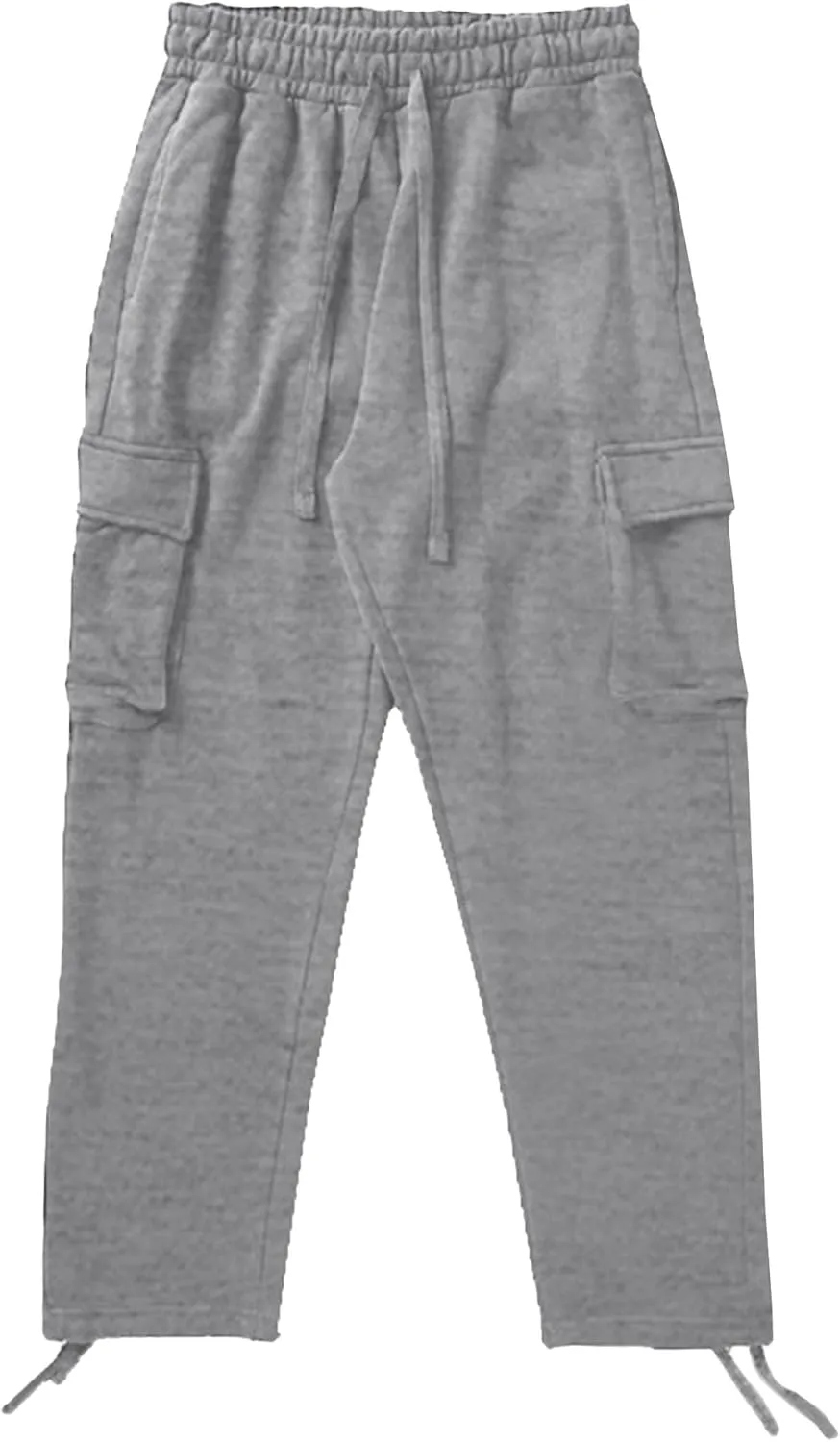 Men's Straight Leg Elastic Waist Work Pants Casual Drawstring Cargo Trousers Lightweight Relaxed Fit Outdoor Pants