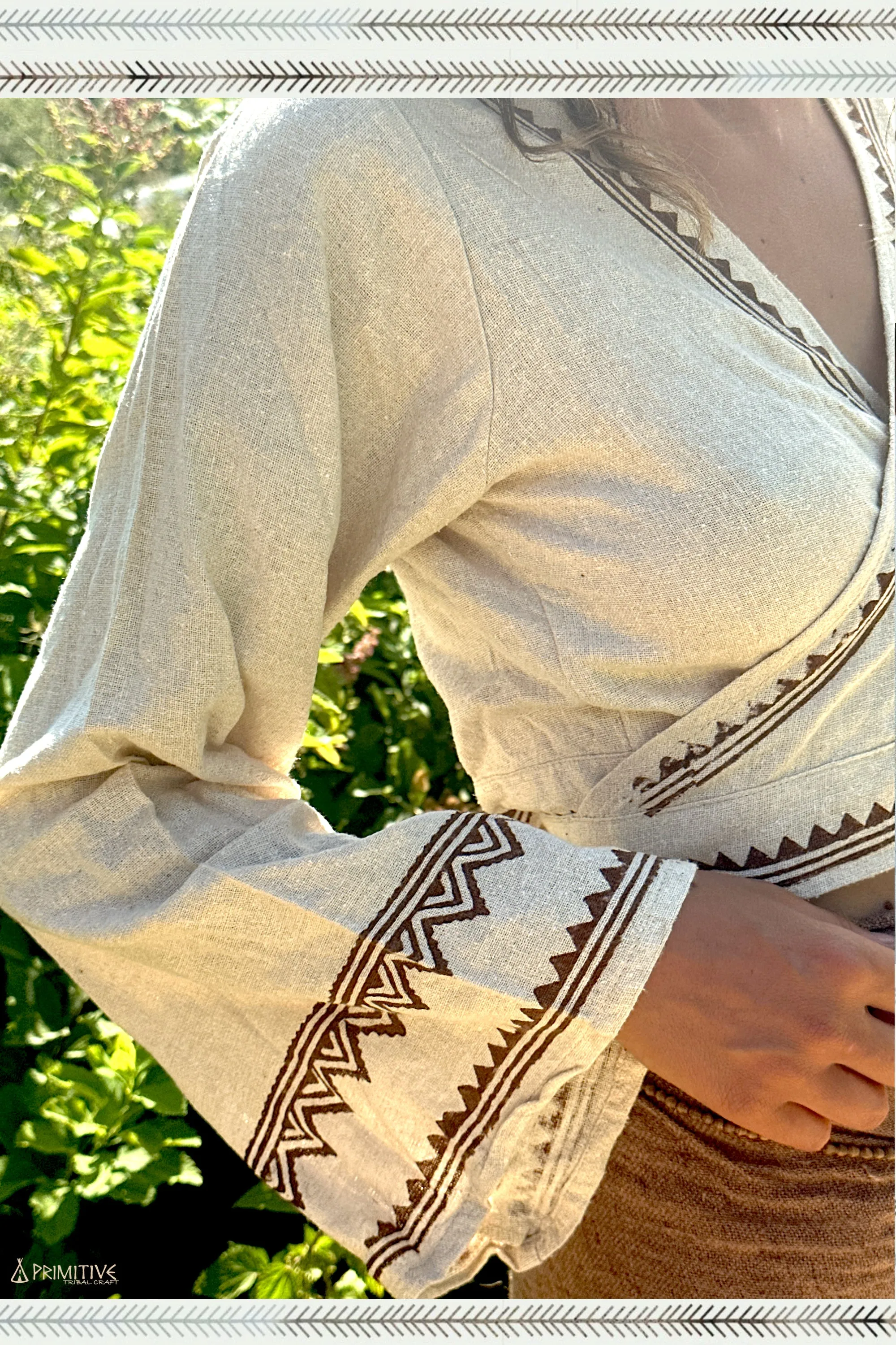 Mini Wrap Jacket ⋗ Hand Block Print ⋖ Handwoven Raw Silk