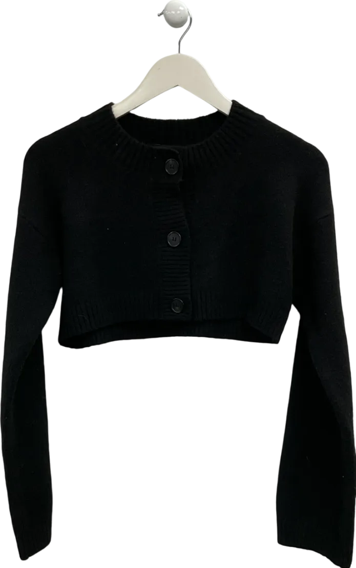 Monki Black Cropped Knit Cardigan UK XXS