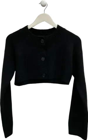Monki Black Cropped Knit Cardigan UK XXS
