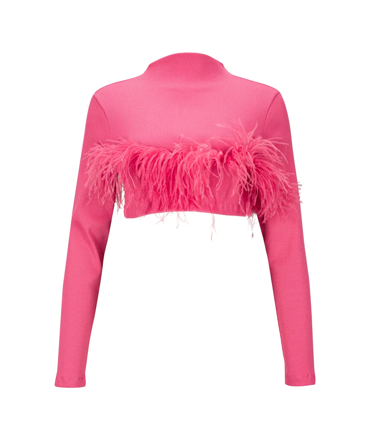 PINK CROPPED FEATHER TOP