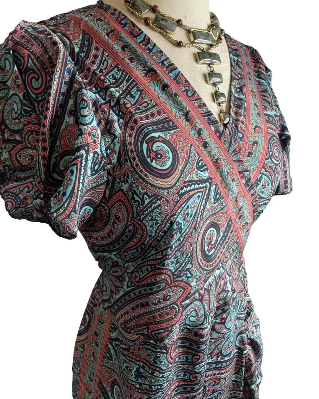 Silk adjustable ruffle wrap dress (navy)