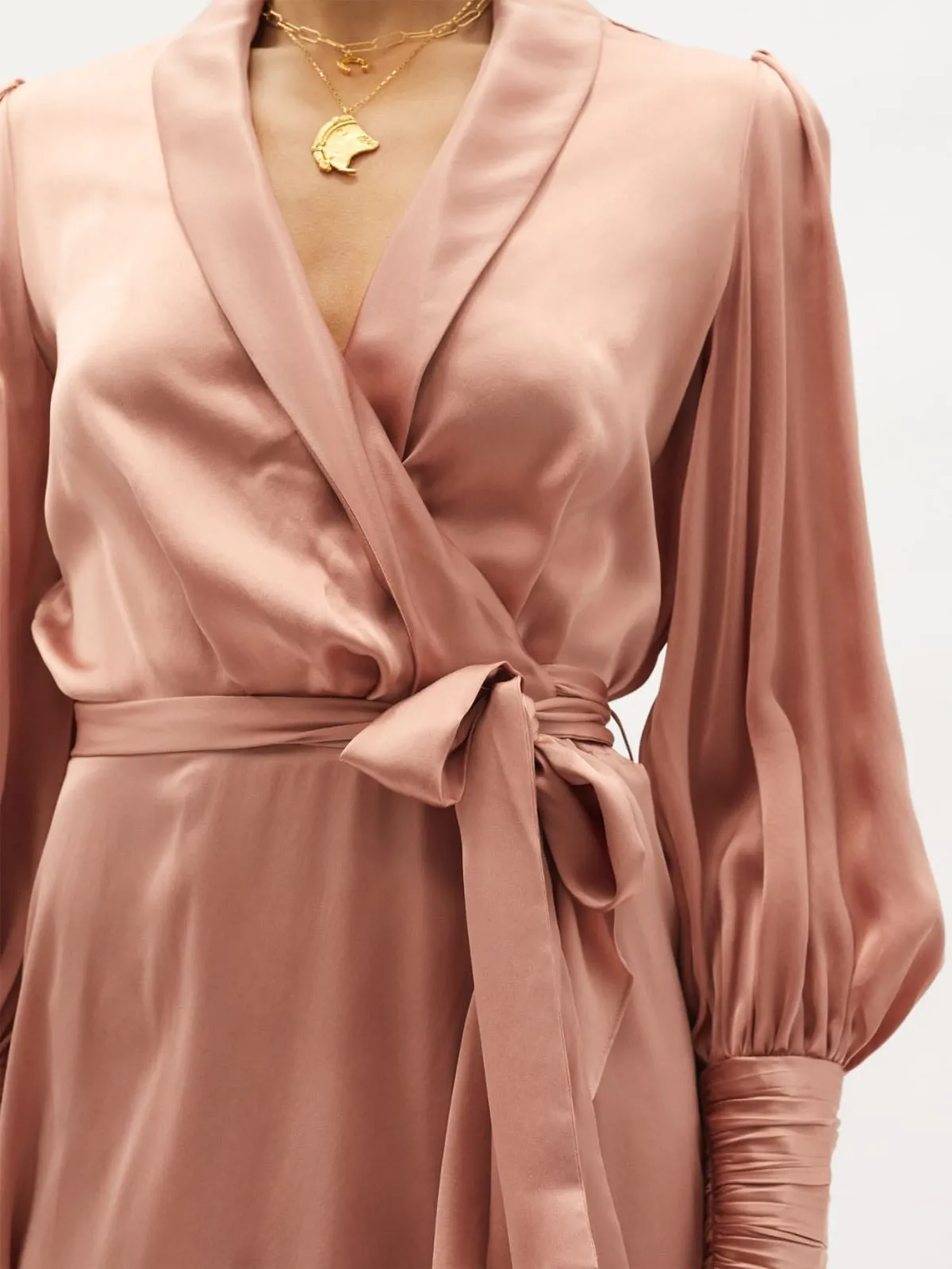 Silk Wrap Midi Dress - Lipstick