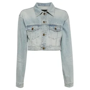 Sky Blue Womens Cropped Denim Blouson