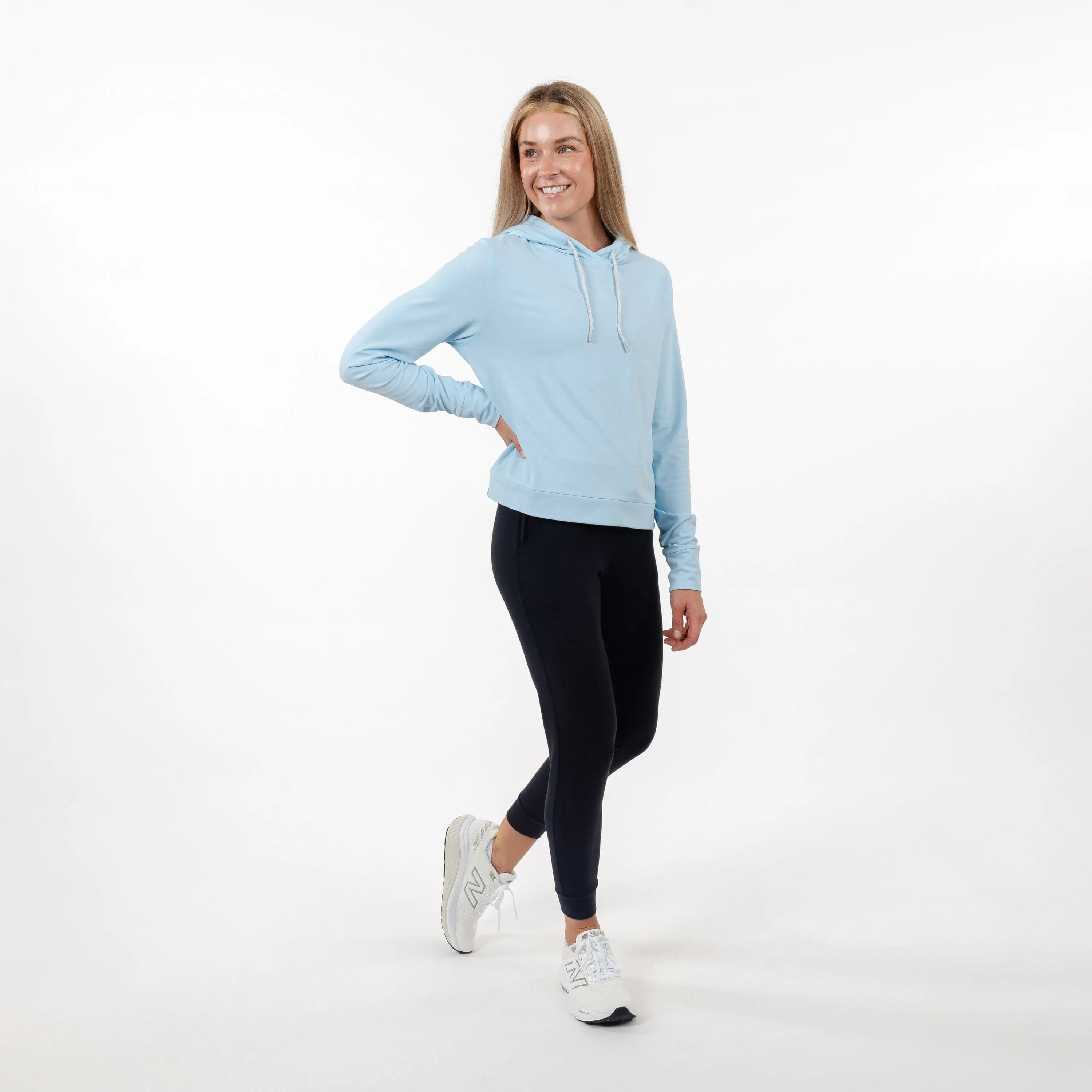Tempo Performance Hoodie | Heather - Pure Blue/White