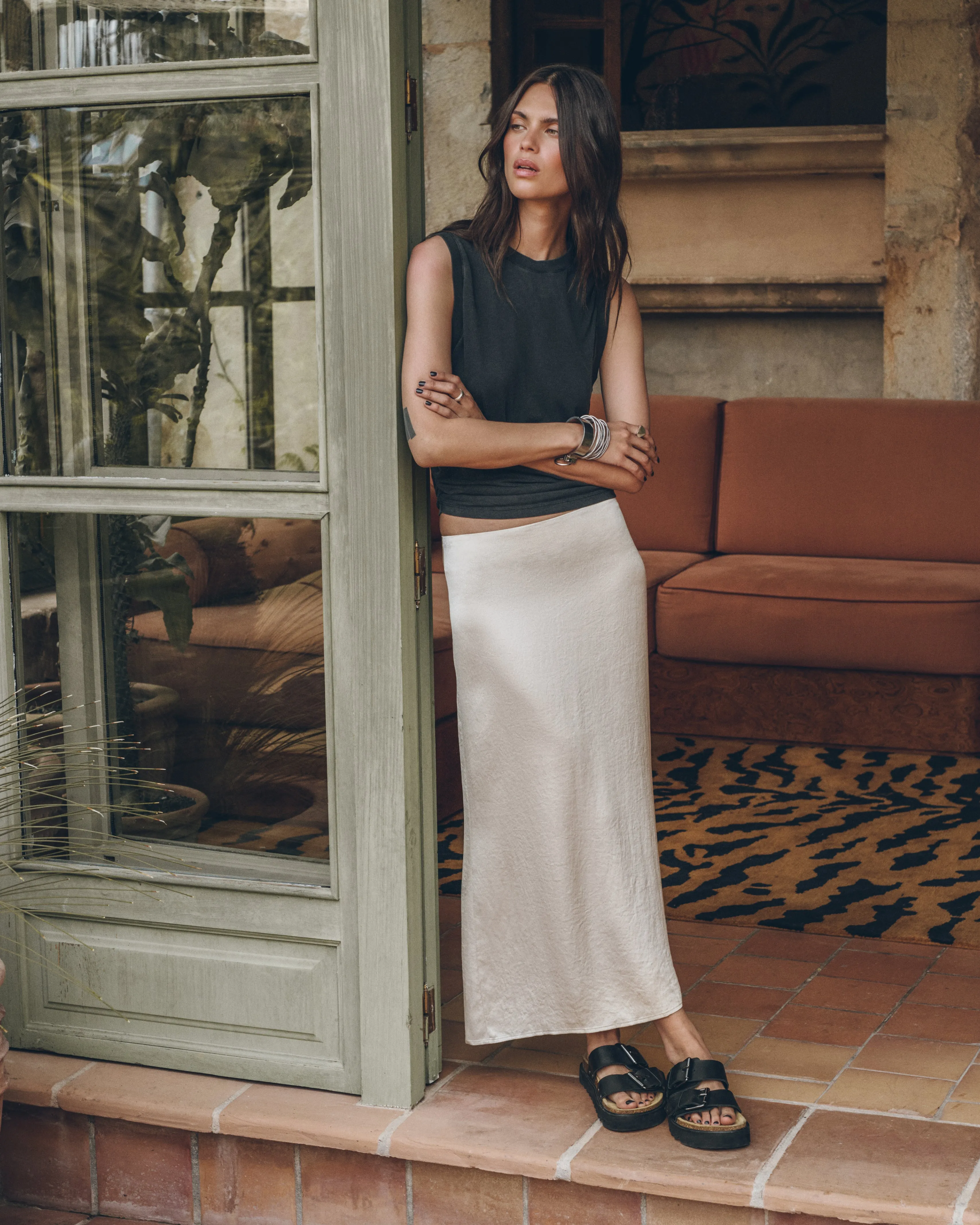 The Dark Draped Tank Top