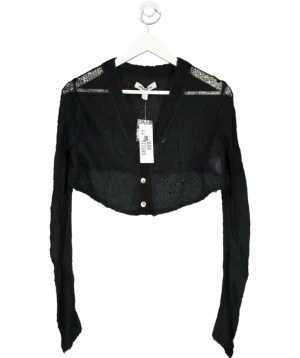 Urban Outfitters Black Sadie Sheer Cropped Cardigan UK S