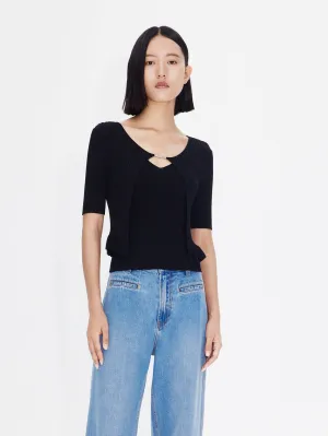 Wavy Hem Knitted Cardigan