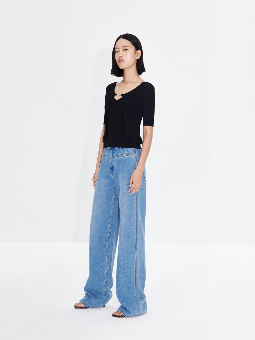 Wavy Hem Knitted Cardigan