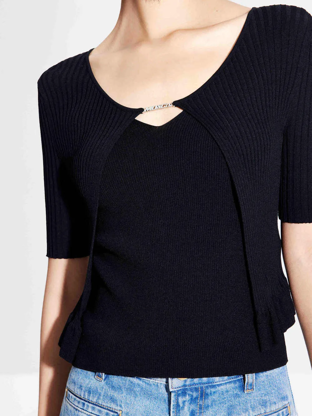 Wavy Hem Knitted Cardigan