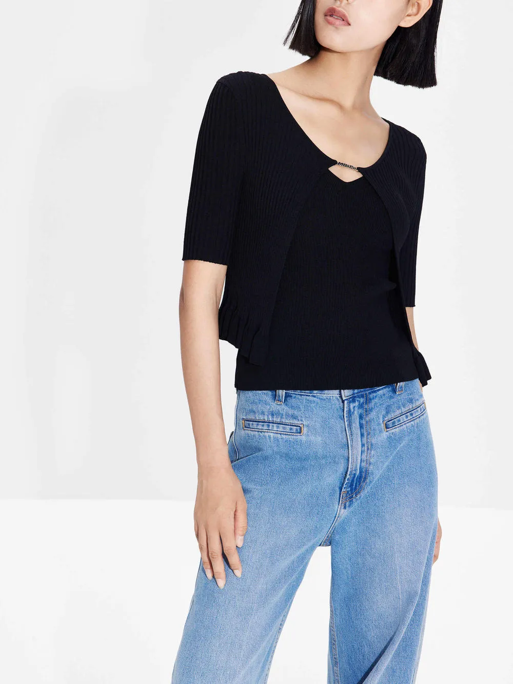 Wavy Hem Knitted Cardigan
