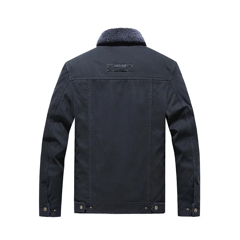 West Louis Brand Fleece Fur Collar Bomber Jacket