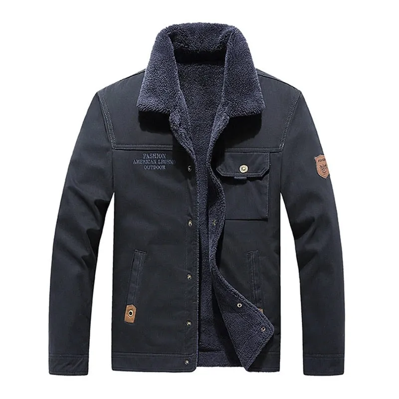 West Louis Brand Fleece Fur Collar Bomber Jacket