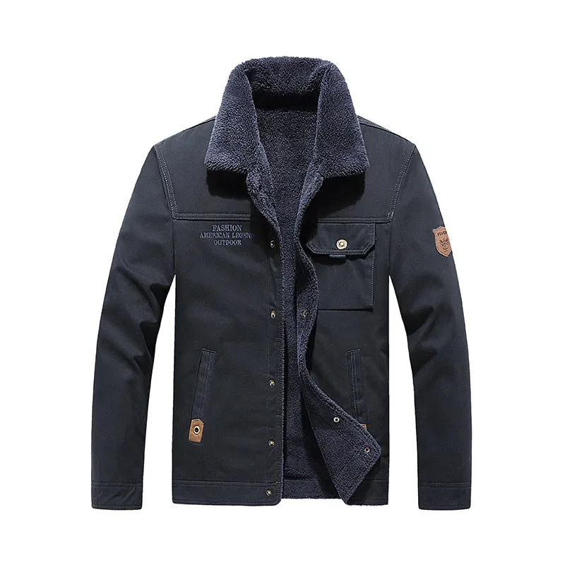 West Louis Brand Fleece Fur Collar Bomber Jacket