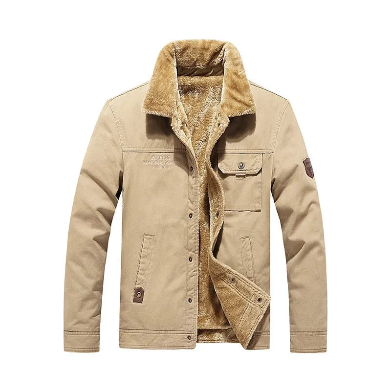 West Louis Brand Fleece Fur Collar Bomber Jacket