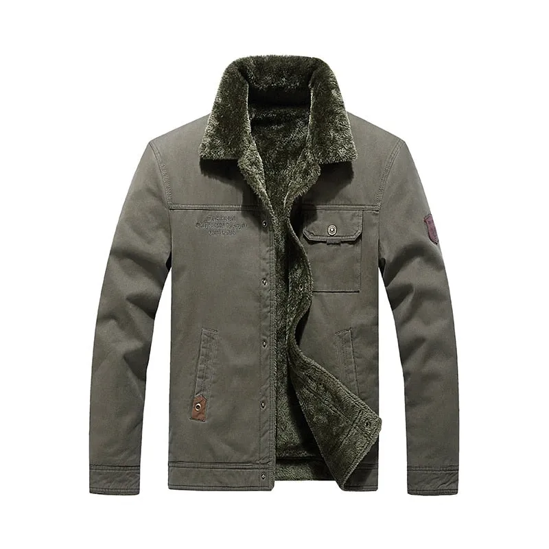 West Louis Brand Fleece Fur Collar Bomber Jacket