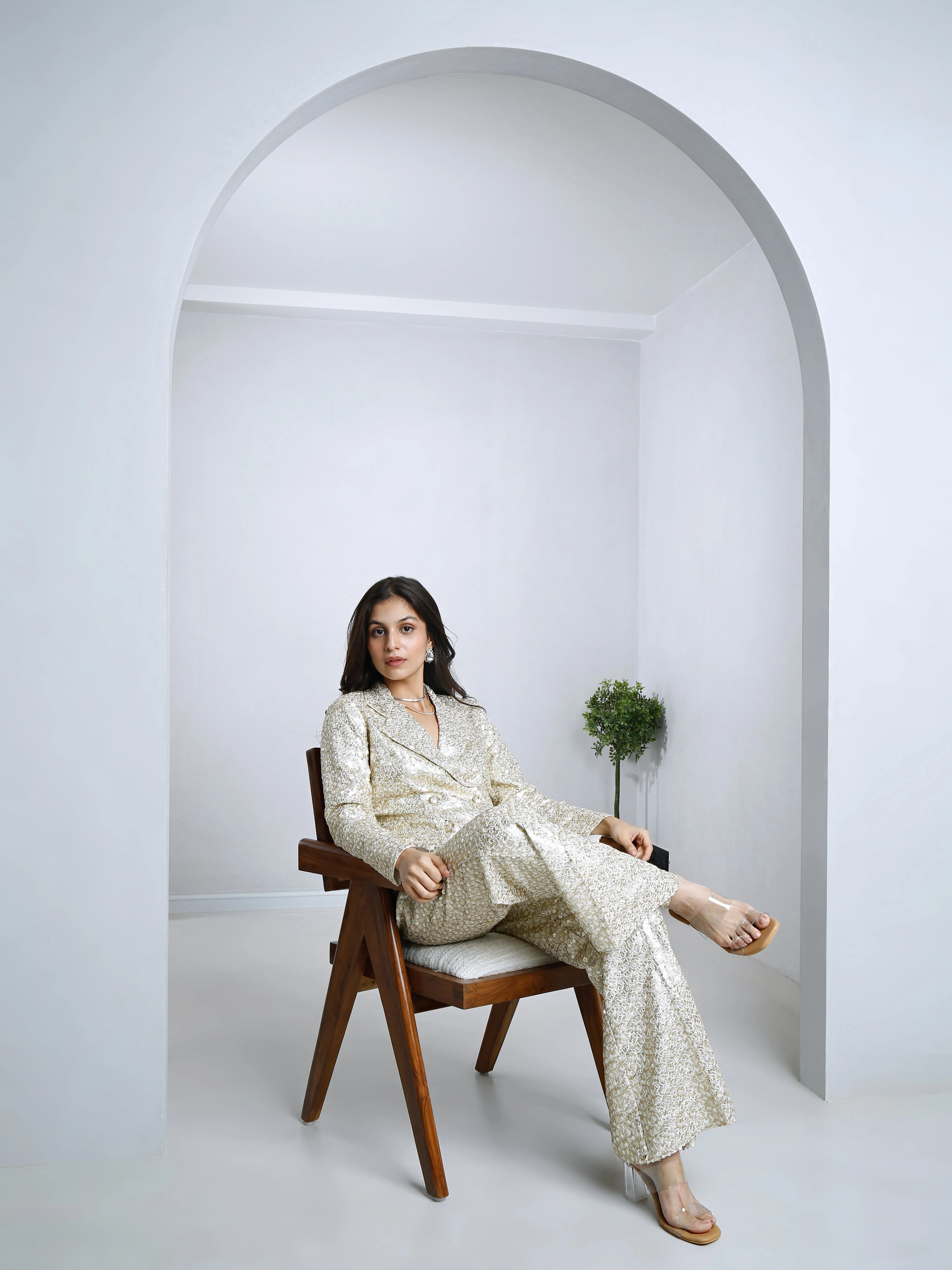 White Blazer and palazo pant