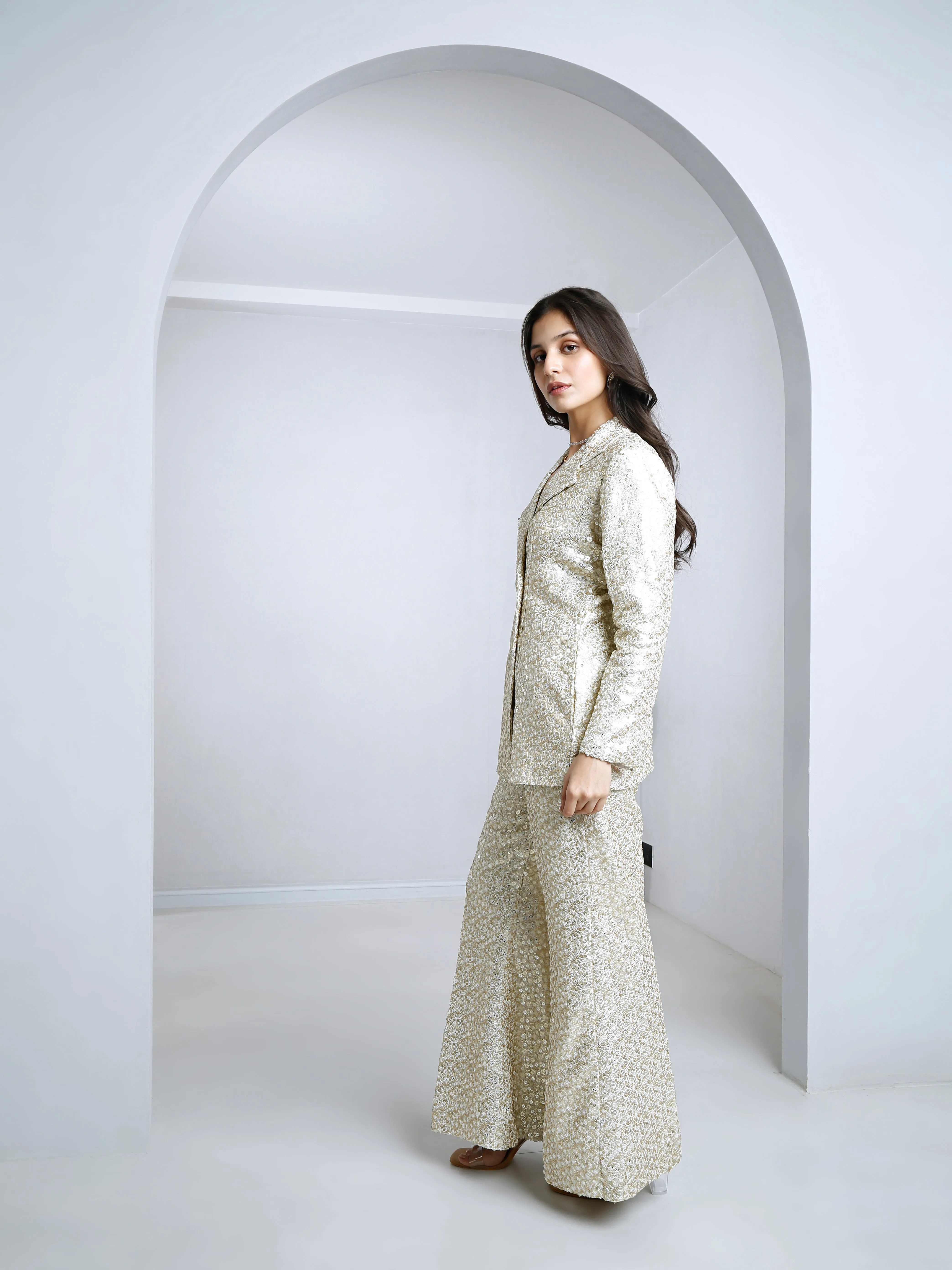 White Blazer and palazo pant