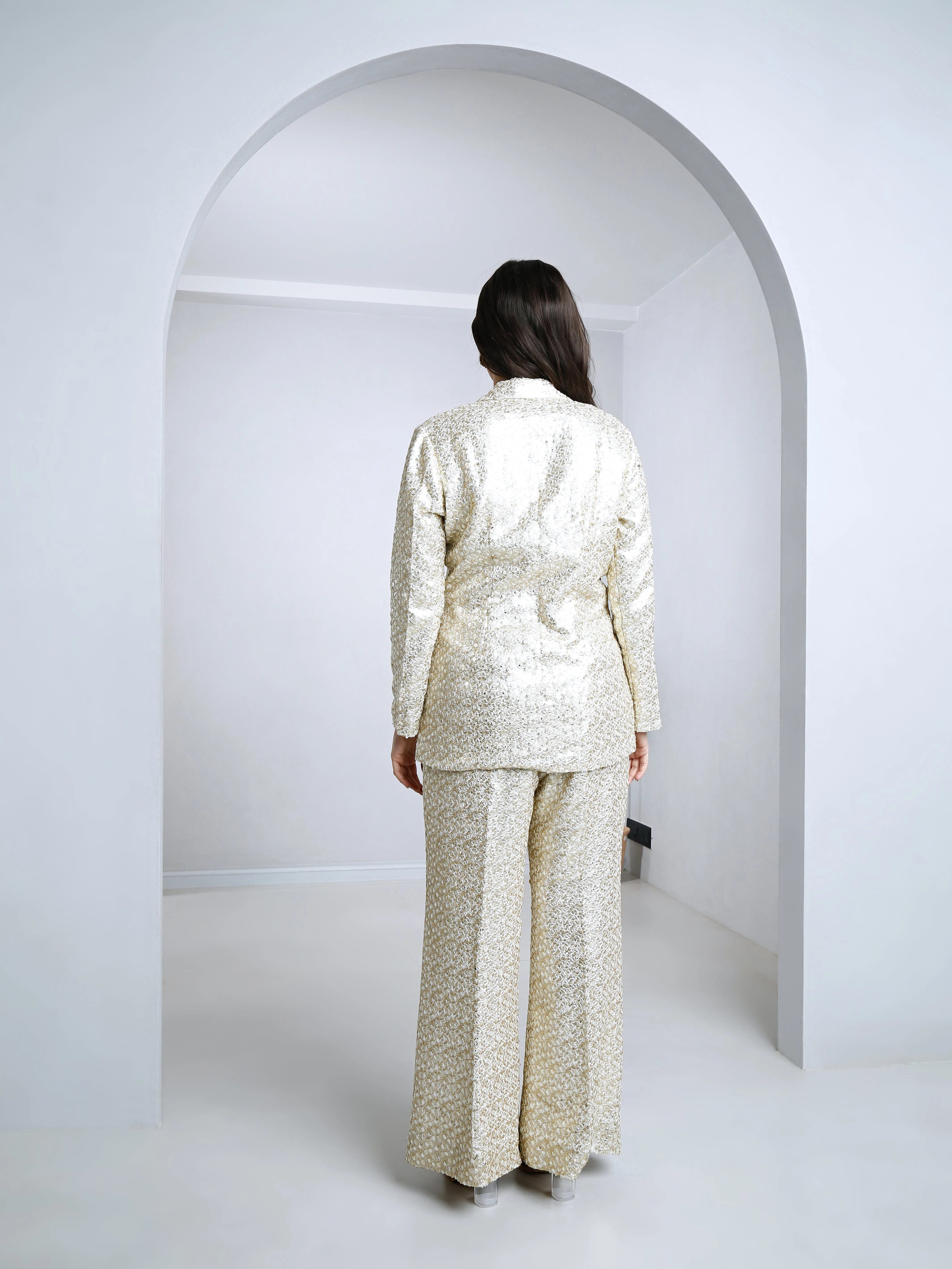 White Blazer and palazo pant